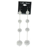 Silver-Tone Metal Drop-Dangle-Earrings With Crystal Accents #602