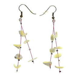 White & Pink Colored None Dangle-Earrings With Stone Accents #2144