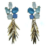 Gold-Tone & Multi Colored Metal Tassel-Earrings With Faceted Accents #2146