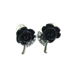 Gold-Tone & Black Colored Metal Stud-Earrings #2159