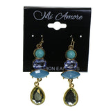 Gold-Tone & Multi Colored Metal Dangle-Earrings With Crystal Accents #2160