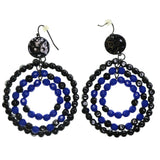 Black & Multi Colored Metal Dangle-Earrings With Bead Accents #2168