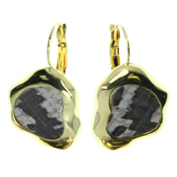 Gold-Tone & White Colored Metal Clip-On-Earrings With Stone Accents #2175