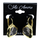 Gold-Tone & White Colored Metal Clip-On-Earrings With Stone Accents #2175