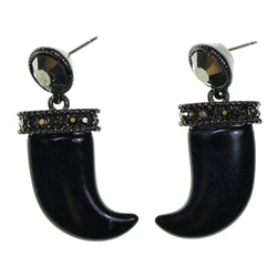 Black & Silver-Tone Colored Acrylic Dangle-Earrings With Faceted Accents #2184