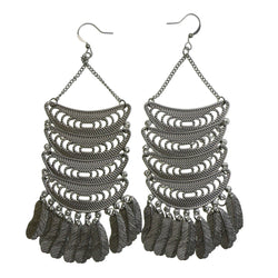 Silver-Tone Metal Dangle-Earrings #2189