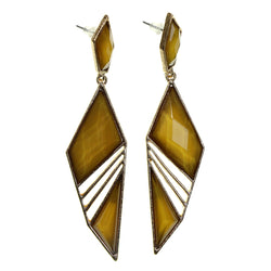 Gold-Tone Metal Dangle-Earrings With Faceted Accents #2192