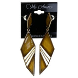 Gold-Tone Metal Dangle-Earrings With Faceted Accents #2192