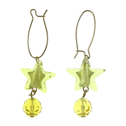 Stars Dangle-Earrings With Faceted Accents Gold-Tone & Multi Colored #2194