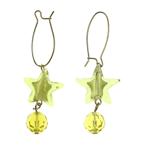 Stars Dangle-Earrings With Faceted Accents Gold-Tone & Multi Colored #2194