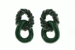 Black & Green Colored Metal Dangle-Earrings #2201
