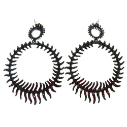 Black & Red Colored Metal Dangle-Earrings #2202