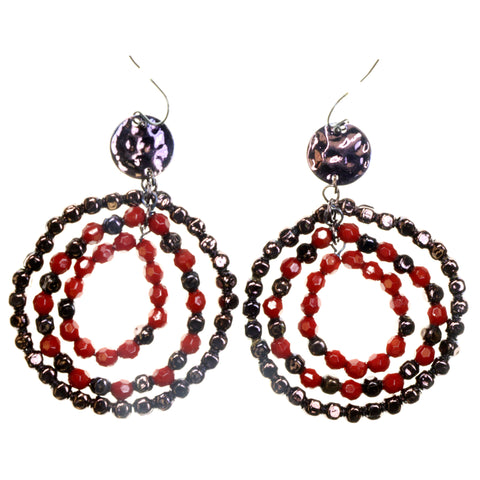 Brown & Red Colored Acrylic Dangle-Earrings #2203