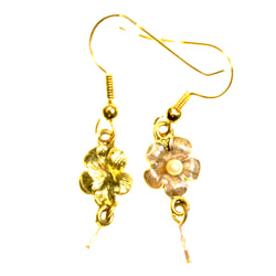 Flower Dangle-Earrings With Crystal Accents Gold-Tone & Multi Colored #2205