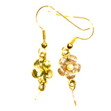 Flower Dangle-Earrings With Crystal Accents Gold-Tone & Multi Colored #2205