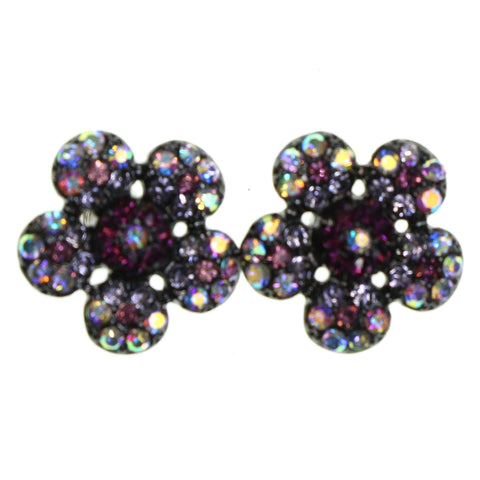 Colorful Metal Stud-Earrings With Crystal Accents #2213