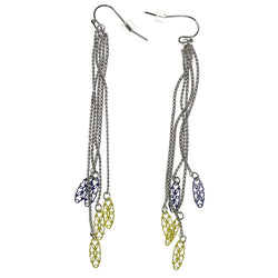 Silver-Tone & Multi Colored Metal Dangle-Earrings #2232