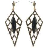 Drop-Dangle Earrings With Crystal Accents Black & Gold-Tone Colored #2234