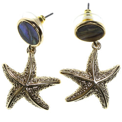 Starfish Dangle-Earrings With Stone Accents Gold-Tone & Multi Colored #2243