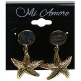 Starfish Dangle-Earrings With Stone Accents Gold-Tone & Multi Colored #2243