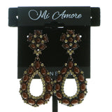 Bronze-Tone & Brown Colored Metal Dangle-Earrings With Bead Accents #620