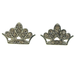 Crown Stud-Earrings With Crystal Accents Gold-Tone & Yellow Colored #634