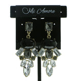 Gold-Tone & Black Colored Metal Dangle-Earrings With Faceted Accents #639