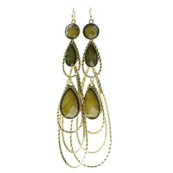 Filigree Drop-Dangle-Earrings With Faceted Accents Gold-Tone & Yellow Colored #656