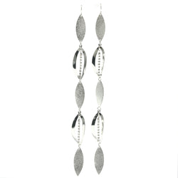Silver-Tone Metal Drop-Dangle-Earrings With Rhinstone Accents #660