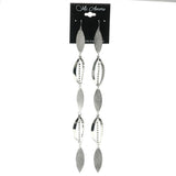 Silver-Tone Metal Drop-Dangle-Earrings With Rhinstone Accents #660