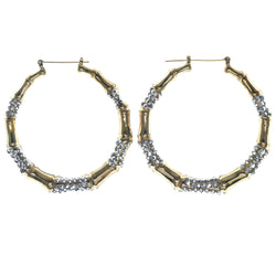 Gold-Tone Metal Hoop-Earrings With Crystal Accents #680