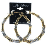 Gold-Tone Metal Hoop-Earrings With Crystal Accents #680