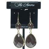 Brown & Gold-Tone Colored Metal Dangle-Earrings With Faceted Accents #685