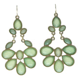 Green & Gold-Tone Colored Metal Dangle-Earrings With Crystal Accents #692