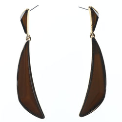 Gold-Tone & Brown Colored Metal Dangle-Earrings With Faceted Accents #700