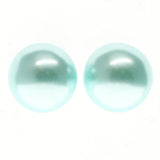 Seafoam Stud-Earrings With Bead Accents Blue & Silver-Tone Colored #742