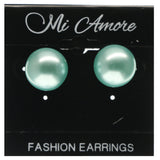 Seafoam Stud-Earrings With Bead Accents Blue & Silver-Tone Colored #742