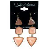 Peach & Gold-Tone Colored Metal Dangle-Earrings With Faceted Accents #783