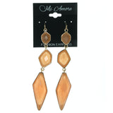 Peach & Gold-Tone Colored Metal Dangle-Earrings With Faceted Accents #793