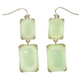 Green & Gold-Tone Colored Metal Dangle-Earrings With Crystal Accents #798