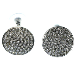 Silver-Tone Metal Stud-Earrings With Crystal Accents #823