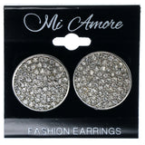 Silver-Tone Metal Stud-Earrings With Crystal Accents #823