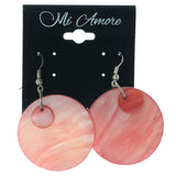 Shell Dangle-Earrings Pink & Silver-Tone Colored #828