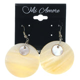 Shell Dangle-Earrings White & Silver-Tone Colored #829