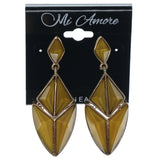 Yellow & Gold-Tone Colored Metal Dangle-Earrings With Faceted Accents #831