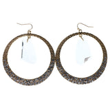 Gold-Tone Metal Dangle-Earrings With Crystal Accents #847