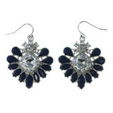 Silver-Tone & Blue Colored Metal Dangle-Earrings With Crystal Accents #886 - Mi Amore