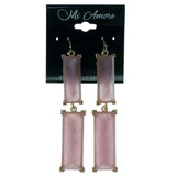 Pink & Gold-Tone Colored Metal Dangle-Earrings With Faceted Accents #896