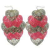 Heart Chandelier-Earrings Pink & Gold-Tone Colored #904