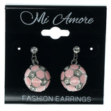 Soccer Dangle-Earrings With Crystal Accents Silver-Tone & Pink Colored #911